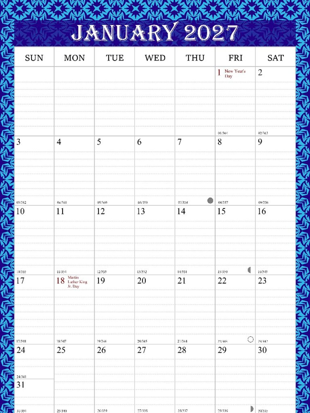 2027 Wall Calendar Spiral-bound Twin-Wire Binding - 12 Months 8.5" x 11" 14